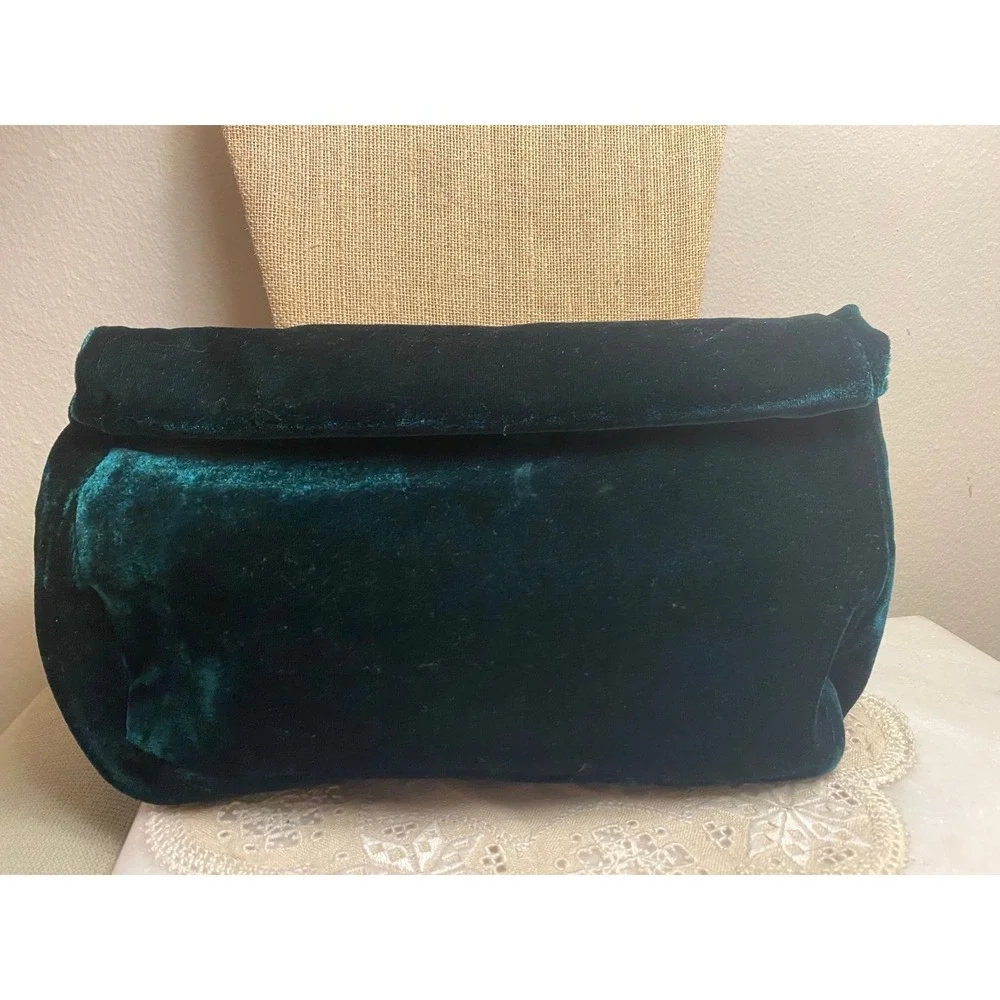 green velvet asis purse - roll top clutch bag.